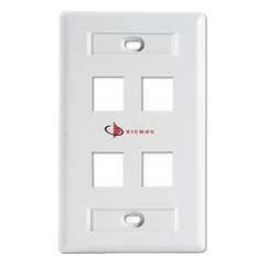 Placa de Pared Keystone de 4 Salidas, Color Blanco, para Jacks Keystone Z-MAX y MAX