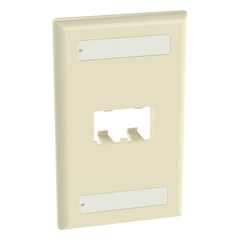 Placa de Pared Vertical Clásica, Salida Para 2 Puertos Mini-Com, Con Espacios Para Etiquetas, Color Marfil