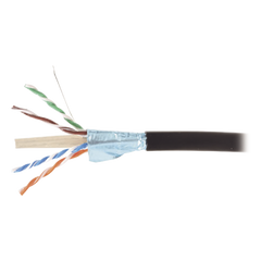 Bobina de Cable Blindado F/UTP de 4 Pares, Para Exterior con Gel, Cat6A (23 AWG), Industrial para Climas Extremos, Enterrado Directo, Color Negro, 305 Metros (1000 Pies)