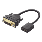 Convertidor DVI Macho a HDMI Hembra | Bidireccional | DVI 24+1 | 1080P@60Hz | Cable de 22 cm (8.66 Pulgadas) | Negro