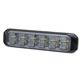 Luz Auxiliar de 18 LED, Tricolor, Rojo/Blanco/Ambar, Lente Transparente, Bisel Negro, SAE