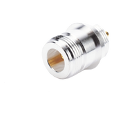 Conector N Hembra, para Montaje Frontal en Panel, Doble D Plano, Plata/ Oro/ Teflón.