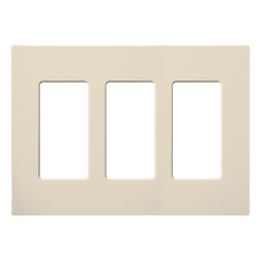 Placa de pared Claro de 3 espacios sin tornillos visibles, para atenuadores, apagadores y sensores Lutron con apertura estilo Designer, acabado brillante almendra claro