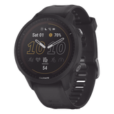 Reloj Garmin Forerunner 955 solar color negro en correa de silicón, con funciones premium de entrenamiento.