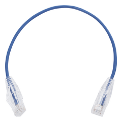 Cable de Parcheo Slim UTP Cat6 - 30 cm (11.81 Pulgadas) Azul Diámetro Reducido (28 AWG)