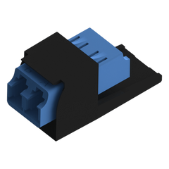 Módulo Acoplador LC Duplex, para Fibra Óptica Monomodo OS1/OS2, Tipo Mini-Com, Color Negro