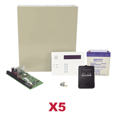 Kit de 5 paneles de alarma híbridos con teclado 6160RF, transformador y batería, ampliables a 48 zonas