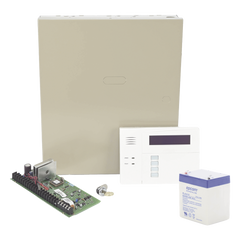 Kit de panel de alarma híbrido de hasta 48 zonas con gabinete, batería y teclado con receptor inalámbrico