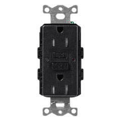 Tomacorriente dúplex GFCI autocomprobante de 15 A 125 V resistente a manipulaciones, color Midnight satinado, para placas de apertura tipo designer Claro y Satin Colors