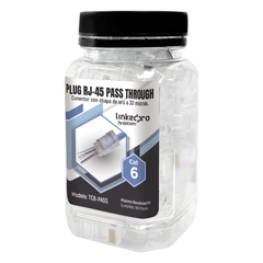 Bote con 100 Plugs Pass Through RJ45 Cat6 sin Blindaje, Chapado de Oro a 30 Micras para Durabilidad Extrema