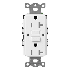 Receptáculo dúplex GFCI autocomprobante de 15 A y 125 V, resistente a manipulaciones, con LED indicador de estado, acabado satinado color Snow