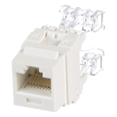 Conector Jack Estilo 110 (de Impacto), Tipo Keystone, Categoría 6, de 8 Posiciones y 8 Cables, Color Blanco Mate