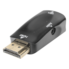 Adaptador (Convertidor) HDMI a VGA / HDMI Macho a VGA Hembra / Resolución 1920x1080 @ 60Hz / Adaptador de Audio de 3.5 mm / Chapado en Níquel