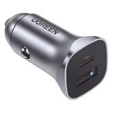 Cargador de Auto 24W | Puerto USB-A y USB-C | Carga Rápida | Compatible con Vehículos de 12 y 24 VCD | PD3.0 + QC3.0 | Indicador Led | Diseño Compacto | Chip Inteligente | Caja de Aluminio
