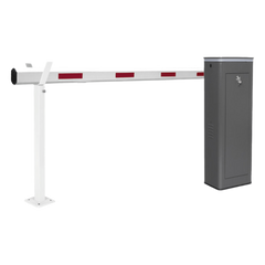 Kit de Barrera Vehicular Izquierda y Brazo Telescópico de Hasta 5.5 m / Finales de Carrera Ajustables por Programación / Movimiento Fluido / Diseño Elegante Color Gris / Con Corona Led Semaforizada