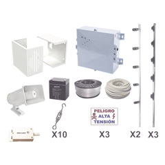 KIT ESENCIAL PARA 25Mts PERIMETRALES DE CERCO ELÉCTRICO PARA PROTECCIÓN DE ROBOS EN CASAS, NEGOCIOS, BODEGAS,ETC.
