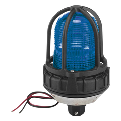 Luz estroboscópica para ubicaciónes peligrosas, montaje tipo tubo, 12-24 VCD, color Azul
