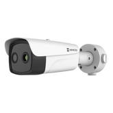 (HIKMICRO) Bala IP Bi-espectral / Térmica (384 X 288 / 9.7 mm) + Óptica (4 MP / 6.4 mm) / IA GUANLAN / Rango: -20°C a 650°C / 2°C Margen / Detección de Fuego y Humo / Alarma Visual y Audible / Dual Light / PoE / IP67 / Ant