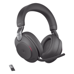 Jabra Evolve2 85, Auricular stereo versión MS con cancelación de ruido activa, dongle USB-A indicador de ocupado (Busylight)(28599-999-999)