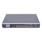Switch Administrable L3, 24 puertos Gigabit PoE 802.3bt, 2 puertos 10G SFP+, Pantalla Tactil, Fuente Redundante, (600W)