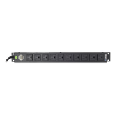Multicontacto Horizontal (PDU) de 10 Contactos (NEMA 5-15R) Rack 19" 1UR. Voltaje Entrada/Salida: 120Vca/15A