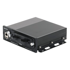 NVR Móvil Vehicular de 8 Canales / 4 PoE + 4 vía Switch / 2 Megapixel / H.265 / GPS + Sensor G / 2 Bahías HDD / RJ45 / Aluminio Industrial