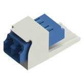 Módulo Acoplador LC Duplex, para Fibra Óptica Monomodo OS1/OS2, Tipo Mini-Com, Color Blanco Mate