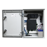 KIT de Gabinete de Poliéster (300 x 400 x 200 mm) + Controlador de Carga con Switch PoE (5) + Batería de 12V 7Ah