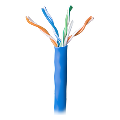 Bobina de 305 Metros (1000 Pies) Cable Par Trenzado Nivel 5 (CAT 5e) / CMR / Color Azul / 4 Pares de Conductores Sólidos de Cobre AWG 24 / Para Aplicaciones de CCTV, Redes de Datos, IP Megapixel, Control RS485