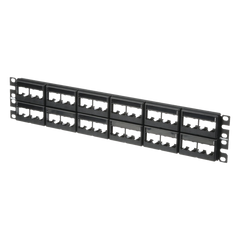 Panel de Parcheo Modular Mini-Com (Sin Conectores), Plano, Sin Blindaje, Con Etiqueta y Cubierta, de 48 Puertos, 2UR