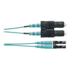 Jumper de Fibra Optica Multimodo 50/125 OM3, LC-SC Duplex, OFNR (Riser), Color Aqua, 1 Metro (3.28 Pies)