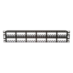 Panel de Parcheo Modular Mini-Com (Sin Conectores), Plano de Instalación al Ras, Sin Blindaje, de 48 Puertos, 2UR