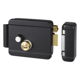 Cerradura Eléctrica con Botón de Salida / Incluye Llave / Exterior / Derecha / Color Negro