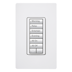 Botonera de pared inalámbrica de 6 botones con subir/bajar, retroiluminada, 120 V, color blanco, para el sistema de control de iluminación RadioRA 2
