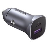 Cargador de Auto 30W | 2 Puertos USB-A y USB-C | Carga Rápida | Compatible con Vehículos de 12 y 24 VCD | PD3.0, QC4.0, SCP, PPS | Indicador Led | Diseño Compacto | Chip Inteligente | Caja de Aluminio