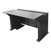 Escritorio Estación Mobiliaria Profesional de Monitoreo y Control / Videovigilancia / Acceso / Alarmas / Etc... / Metal Negro y Madera Tono Oscuro