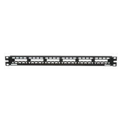 Panel de Parcheo Modular Mini-Com (Sin Conectores), Plano, Totalmente Blindado, de 24 Puertos, 1UR