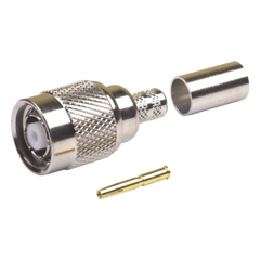 Conector TNC Macho Inverso de Anillo Plegable para Cables LMR-240, RG-8/X, Níquel/ Oro/ Teflón.