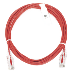 Cable de Parcheo Slim UTP Cat6 - 3 Metros (9.84 Pies) Rojo Diámetro Reducido (28 AWG)