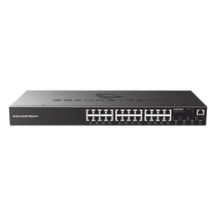 Switch PoE+ Administrable / 24 Puertos 10/100/1000 Mbps + 4 SFP / 360W PoE Total / Switching 56 Gbps / Cloud GWN Sin Costo / Montable en Rack
