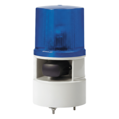 Luz de advertencia color Azul con sirena incorporada con 5 tonos máx. 105 dB en 110-220 VCA