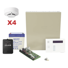 Kit de panel de control antirrobo VISTA-48LA con teclado-receptor inalámbrico 6160RF, gabinete, batería, transformador y 4 detectores de humo