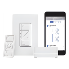 Kit de inicio Caseta Wireless con hub Smart Bridge Pro, atenuador de pared de 120 V, control remoto Pico y placa Claro, compatible con Apple HomeKit, Alexa y Google Assistant