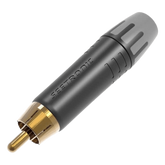 Conector Macho RCA | Carcasa Enchapada en Negro | Contacto Enchapado en Oro | Cable OD 3.5-6.5mm