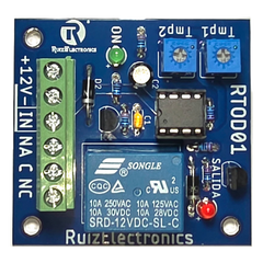 Tarjeta Temporizadora RTOD01 / Retardo 0-60 segundos / Duración 0-60 segundos / Alimentación 12VDC / Salida Relevador NA-NC-C / Indicadores LED