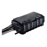Caja de Distribución de Fibra Óptica para 24 Empalmes, con 16 acopladores SC/APC simplex, Exterior IP65, Color Negro
