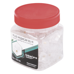 Bote con 100 Piezas de Plug Modular Tipo RJ11 de 4 Contactos Chapado de Oro a 50 Micras