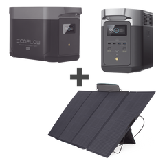 Kit de Estación de Energía Portátil 2048Wh + Batería Externa 2048Wh + Panel Solar Flexible 400W (4096Wh Totales)