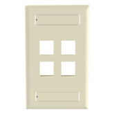 Placa de Pared Vertical, Salida Para 4 Puertos Keystone, Con Espacios Para Etiquetas, Color Marfil