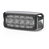 Luz de Advertencia de 10 LED, Rojo/Claro, 5x2 Pulgadas, Lente Transparente, Bisel Cromado